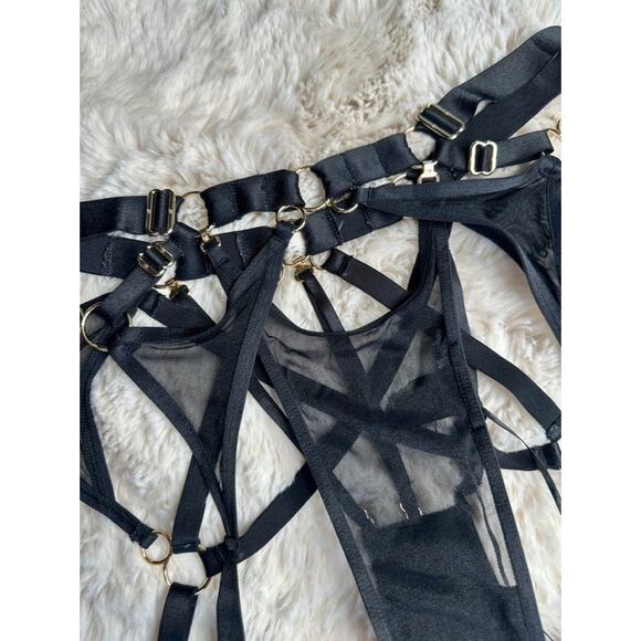 Honey Birdette LEXI🖤 Black Gold Strappy Brief XS - Picture 3 of 5